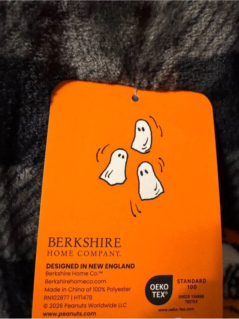 Berkshire Black & Orange Snoopy Peanuts Halloween Pumpkin  Blanket